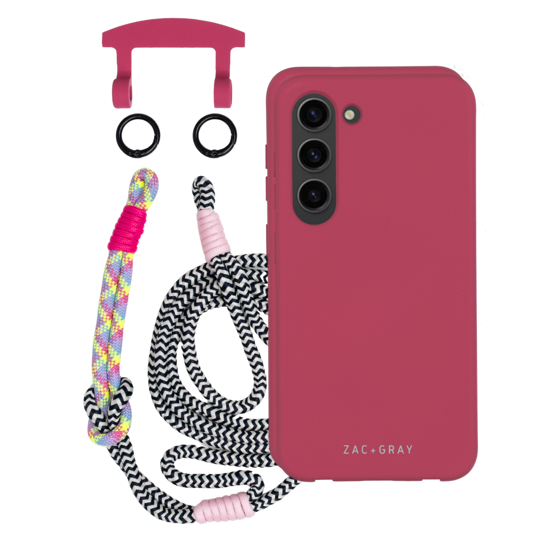 Samsung S23 Plus RASPBERRY RED CASE + KNOTTED CORD