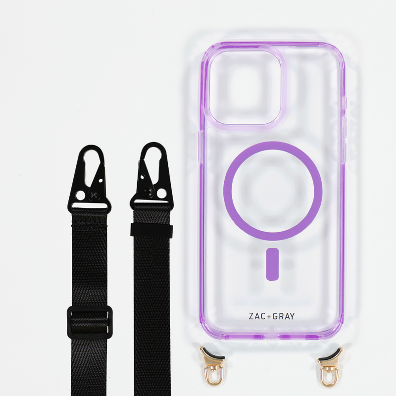 LAVENDER TRANSPARENT CASE WITH STRAP - MAGSAFE