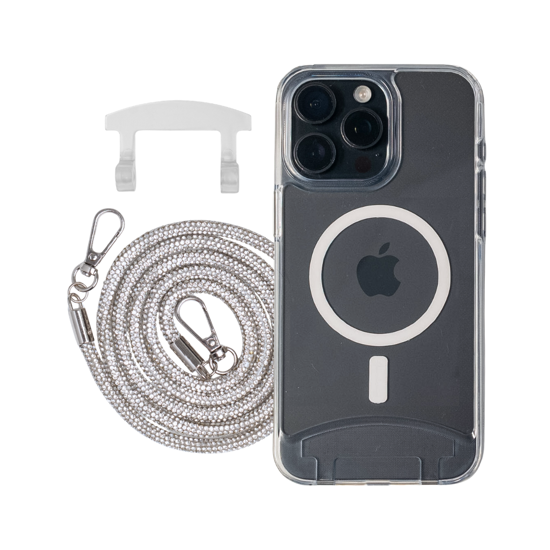 iPhone 16 Plus TRANSPARENT CASE + CRYSTAL CORD