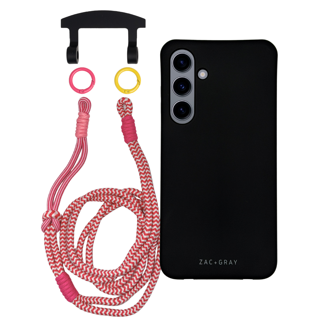 Samsung S24 MIDNIGHT BLACK CASE + KNOTTED CORD