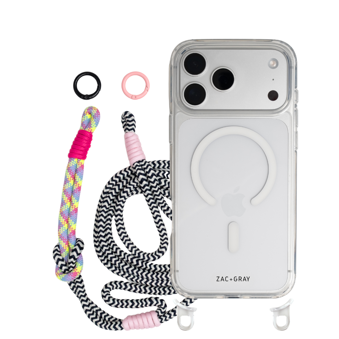 iPhone 17 CRYSTAL CLEAR TRANSPARENT CASE + KNOTTED CORD