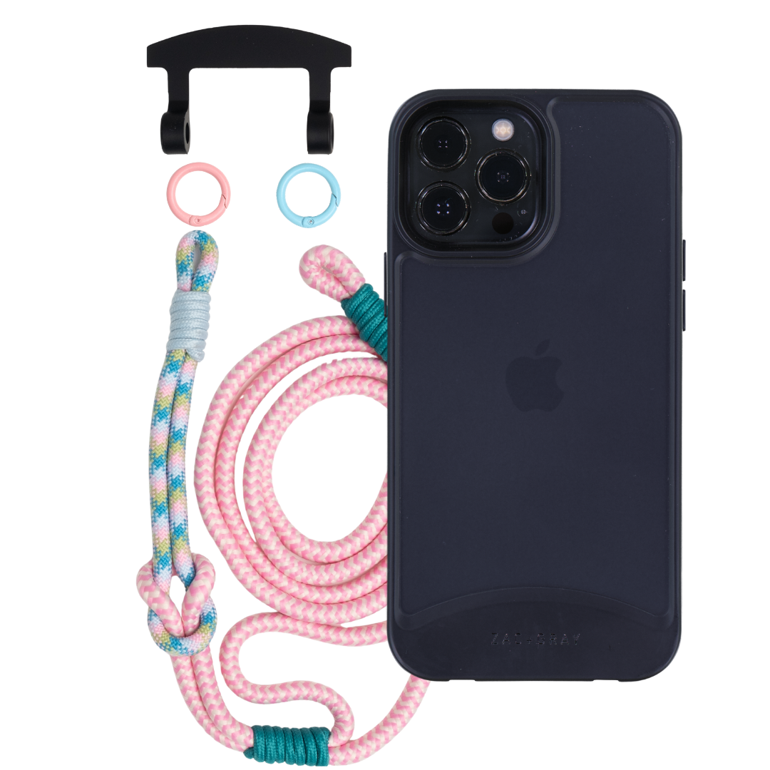 iPhone 12 Pro Max MIDNIGHT BLACK FROSTED CASE + KNOTTED CORD