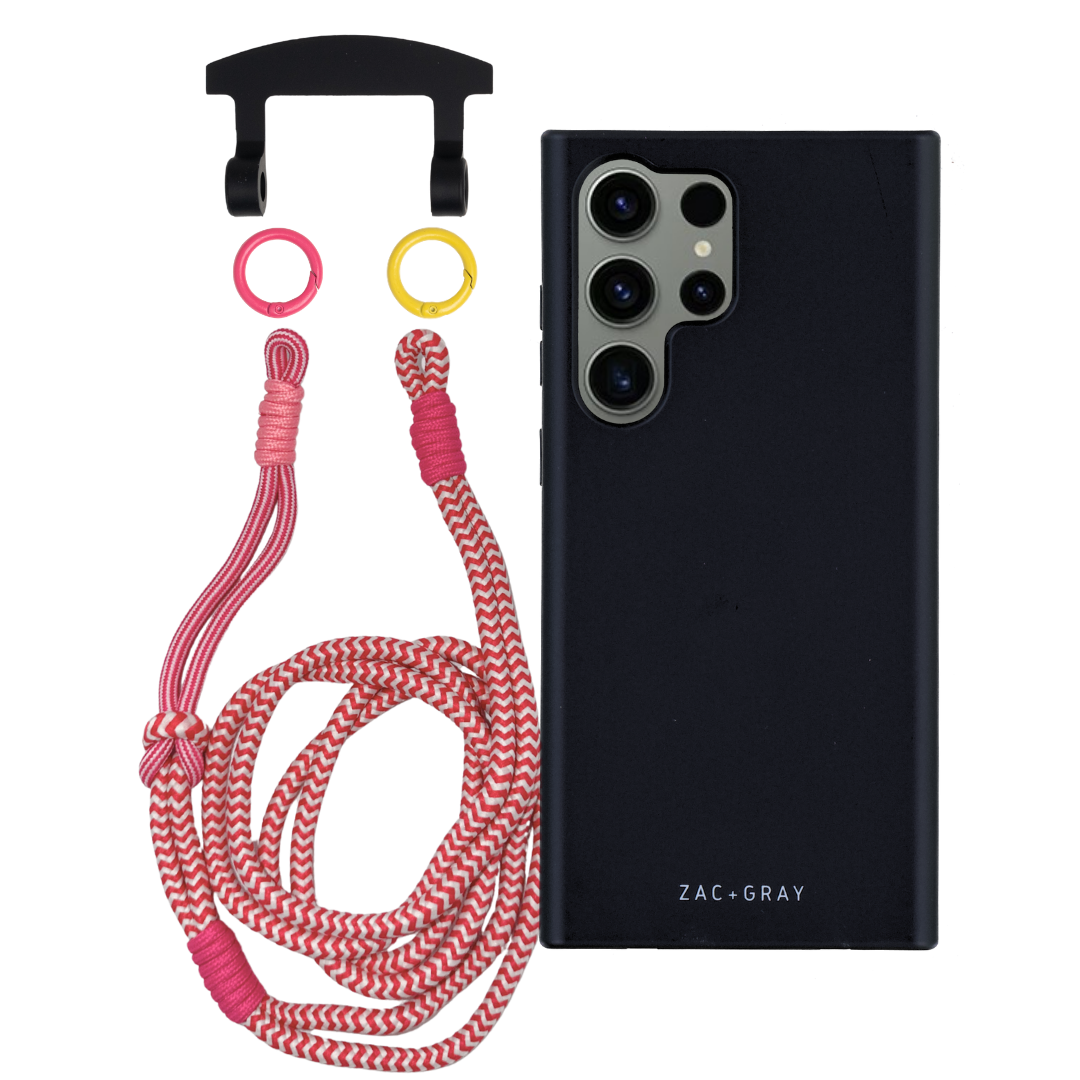 Samsung S24 Ultra MIDNIGHT BLACK CASE + KNOTTED CORD
