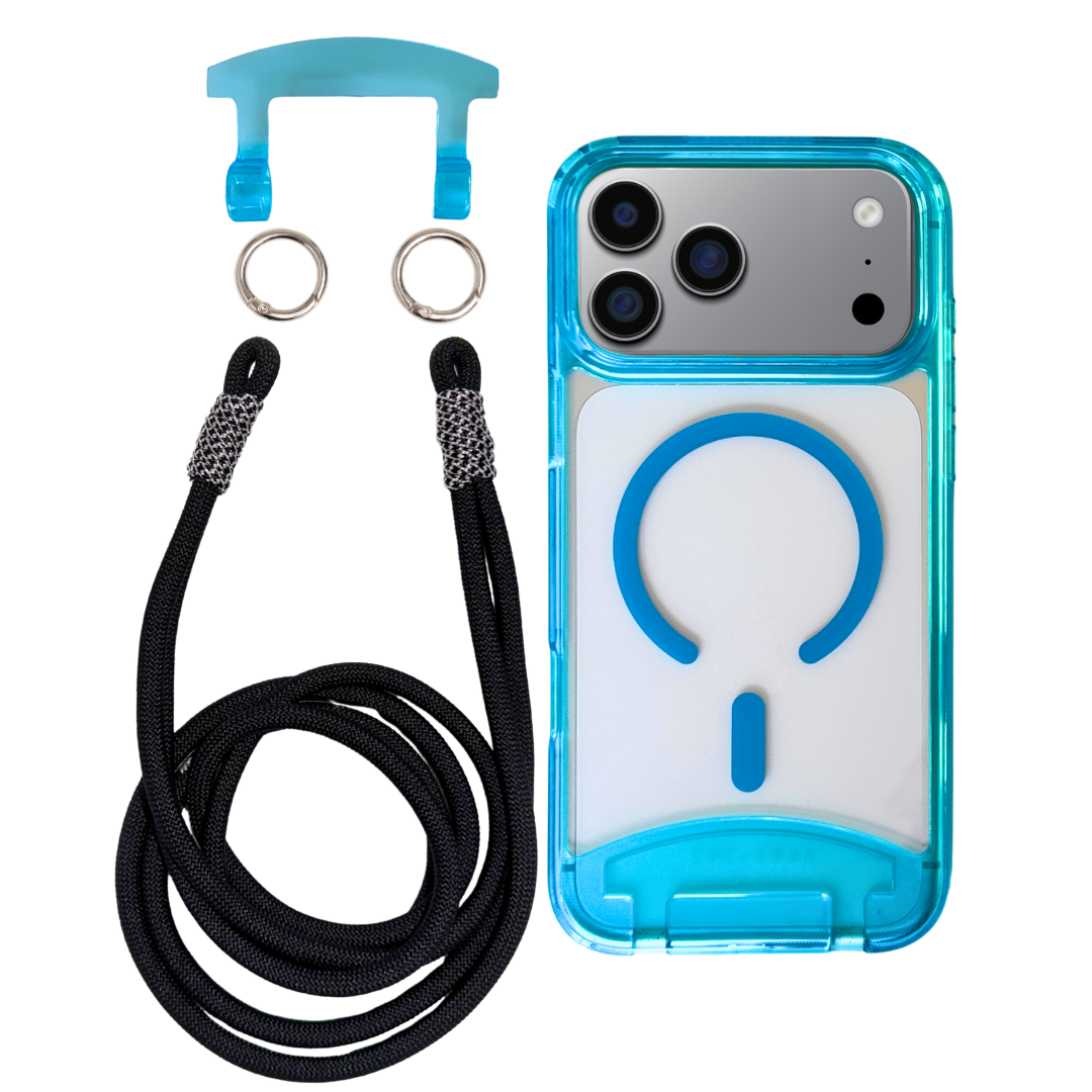 iPhone 17 Pro AQUAMARINE TRANSPARENT CASE + KNOTTED CORD