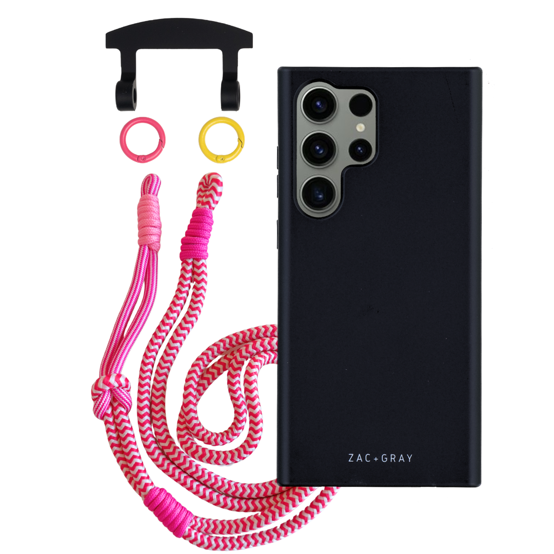 Samsung S25 Ultra MIDNIGHT BLACK CASE + KNOTTED CORD