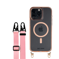 iPhone 16 Plus POWDER PINK TRANSPARENT CASE + STRAP