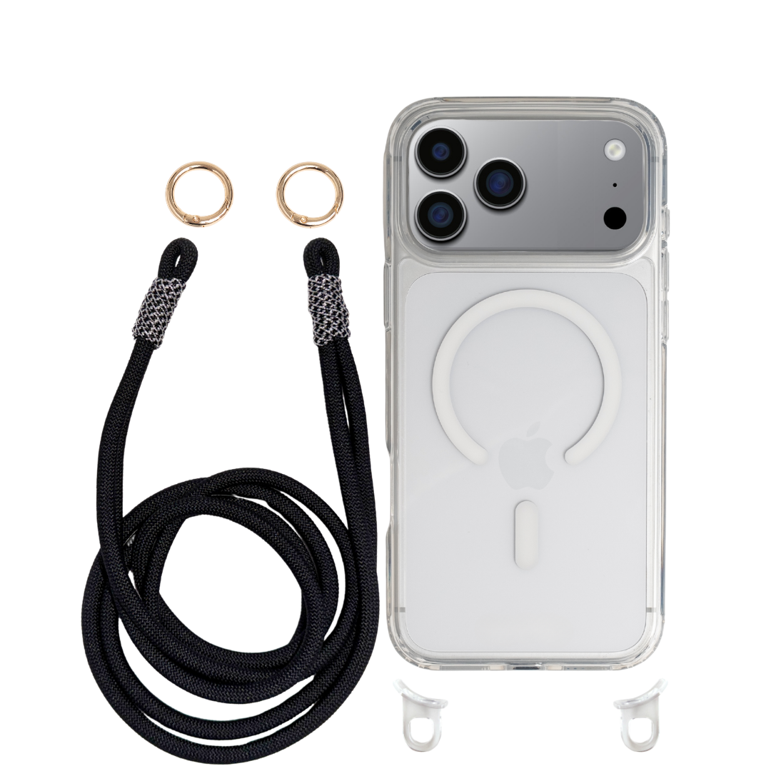 iPhone 17 Pro CRYSTAL CLEAR TRANSPARENT CASE + KNOTTED CORD