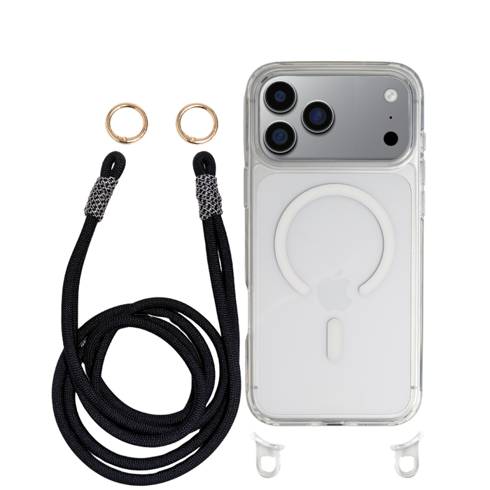 iPhone 17 Pro CRYSTAL CLEAR TRANSPARENT CASE + KNOTTED CORD