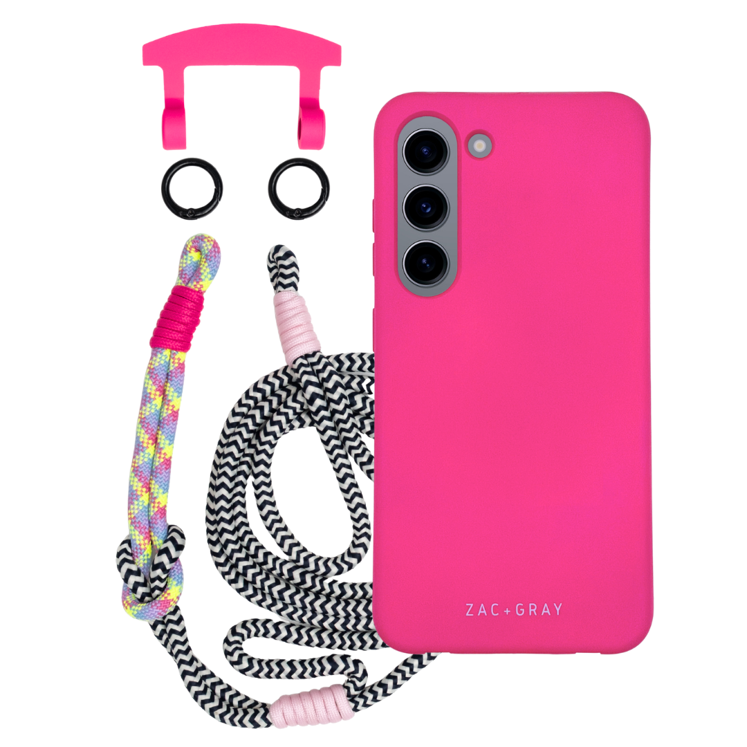 Samsung S23 HOT PINK CASE + KNOTTED CORD
