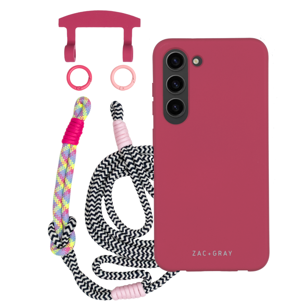 Samsung S23 Plus RASPBERRY RED CASE + KNOTTED CORD