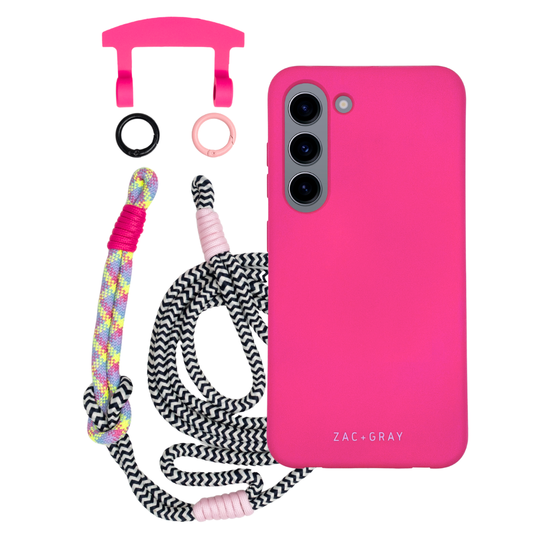 Samsung S23 HOT PINK CASE + KNOTTED CORD