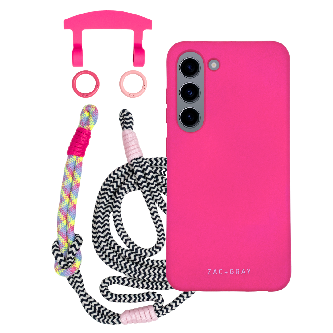 Samsung S23 HOT PINK CASE + KNOTTED CORD