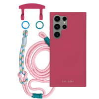 Samsung S25 Ultra RASPBERRY RED CASE + KNOTTED CORD