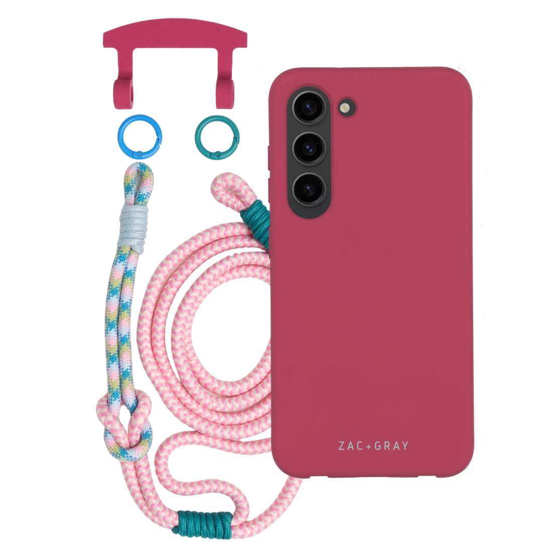 Samsung S23 Plus RASPBERRY RED CASE + KNOTTED CORD