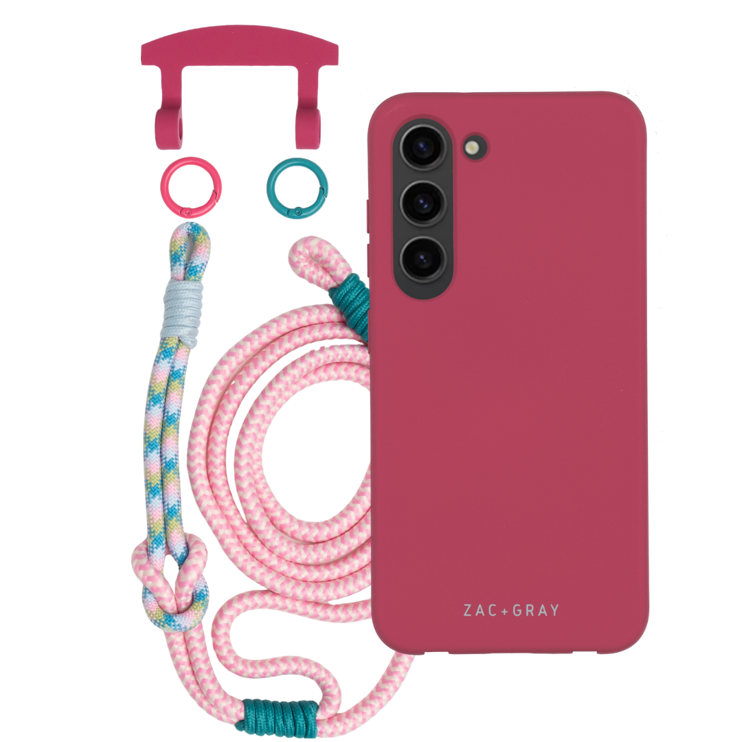 Samsung S23 Plus RASPBERRY RED CASE + KNOTTED CORD