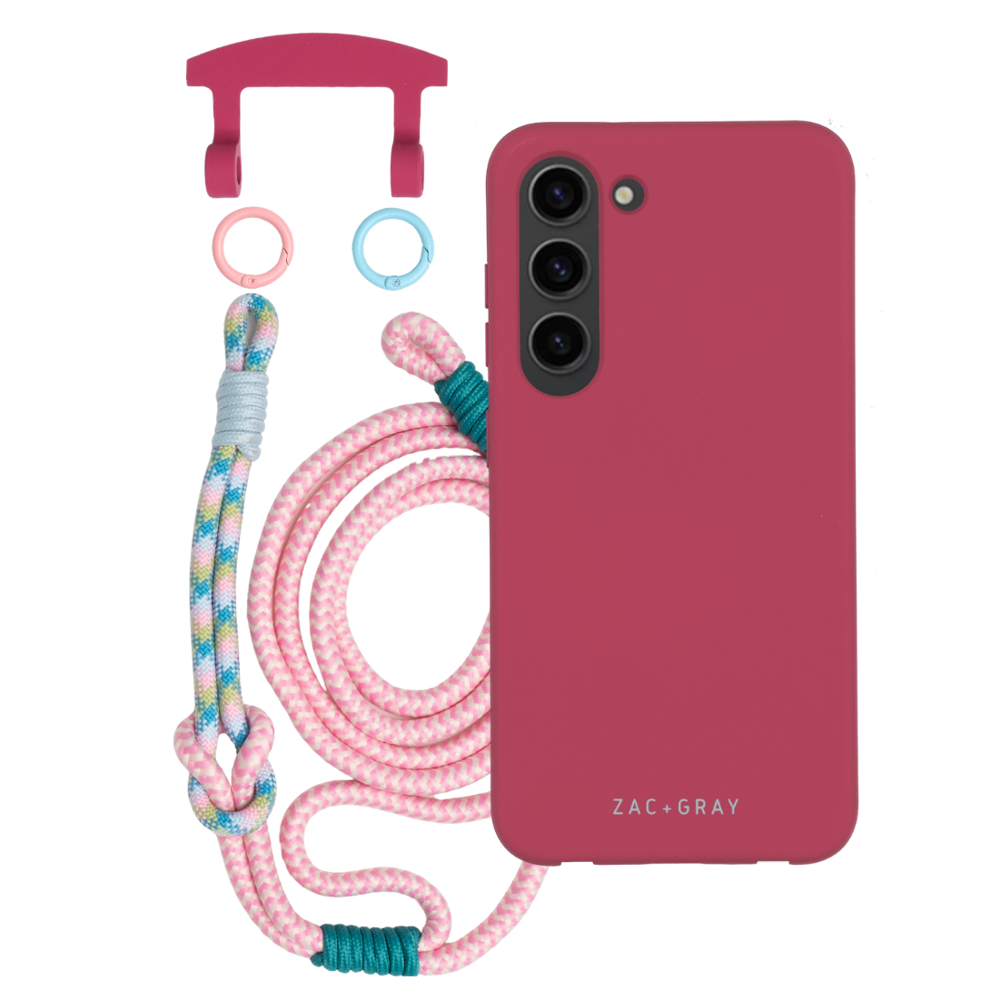 Samsung S23 Plus RASPBERRY RED CASE + KNOTTED CORD