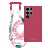 Samsung S25 Ultra RASPBERRY RED CASE + KNOTTED CORD