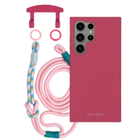 Samsung S25 Ultra RASPBERRY RED CASE + KNOTTED CORD