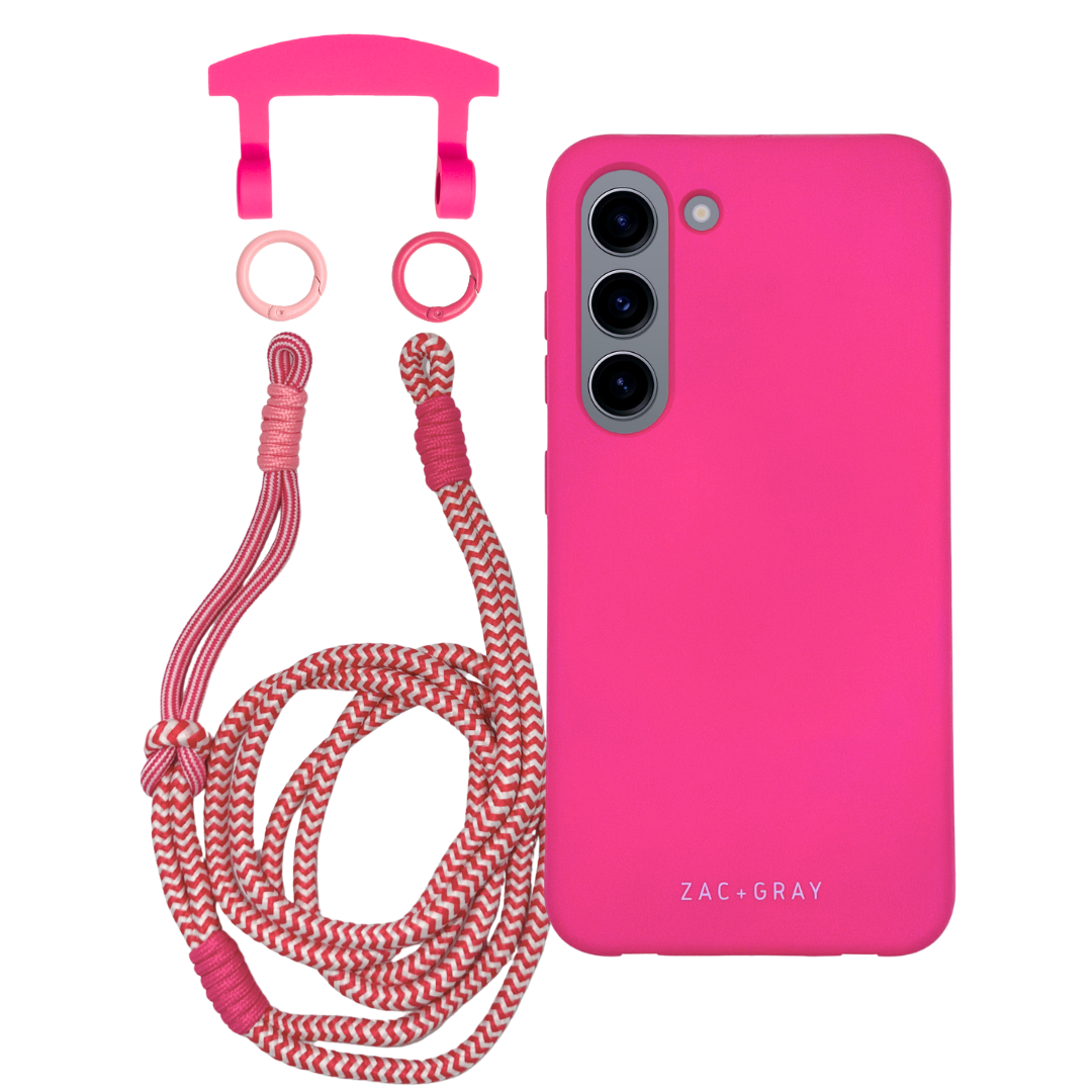 Samsung S23 HOT PINK CASE + KNOTTED CORD