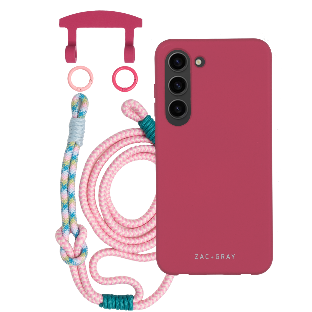 Samsung S23 Plus RASPBERRY RED CASE + KNOTTED CORD