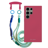 Samsung S25 Ultra RASPBERRY RED CASE + KNOTTED CORD