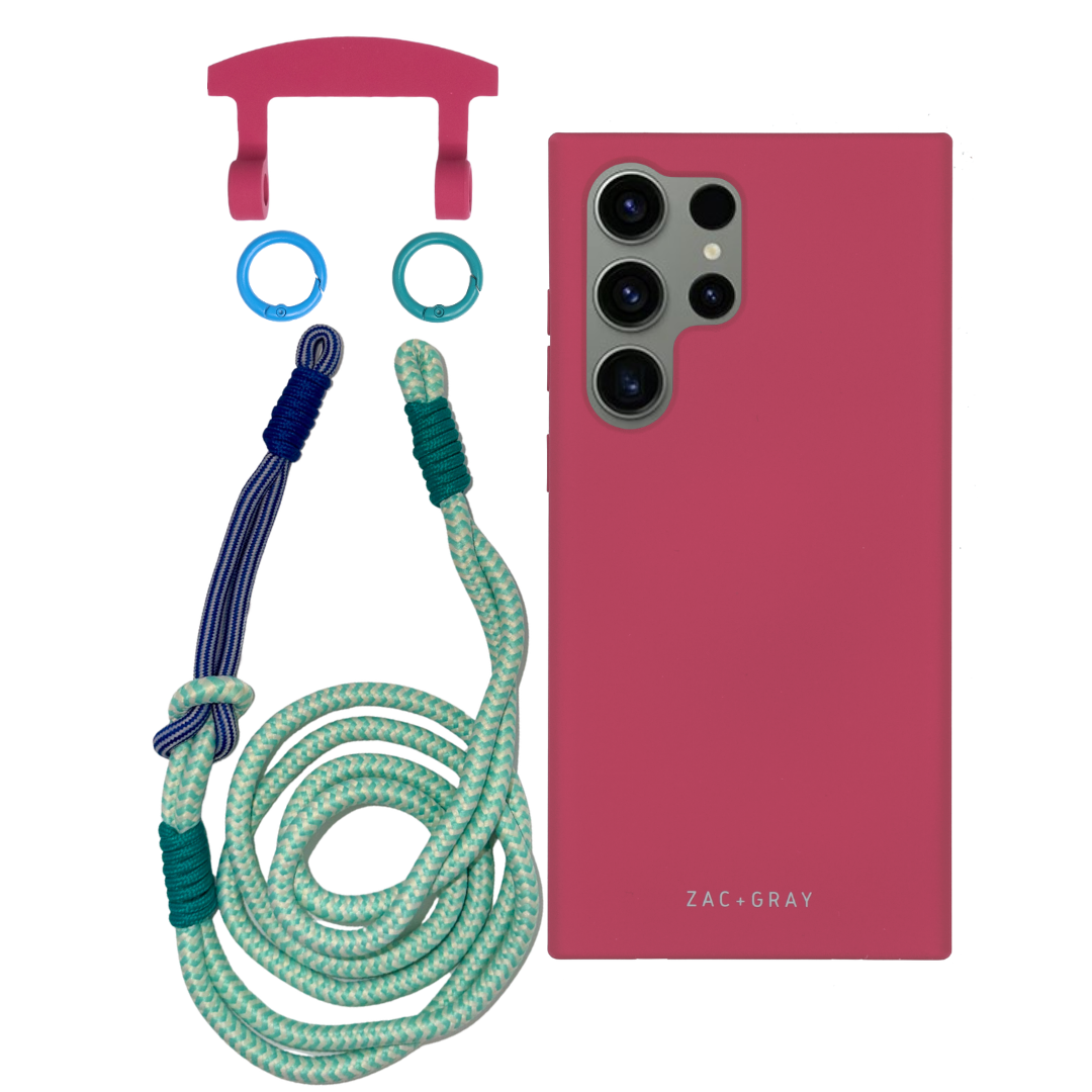 Samsung S24 Ultra RASPBERRY RED CASE + KNOTTED CORD
