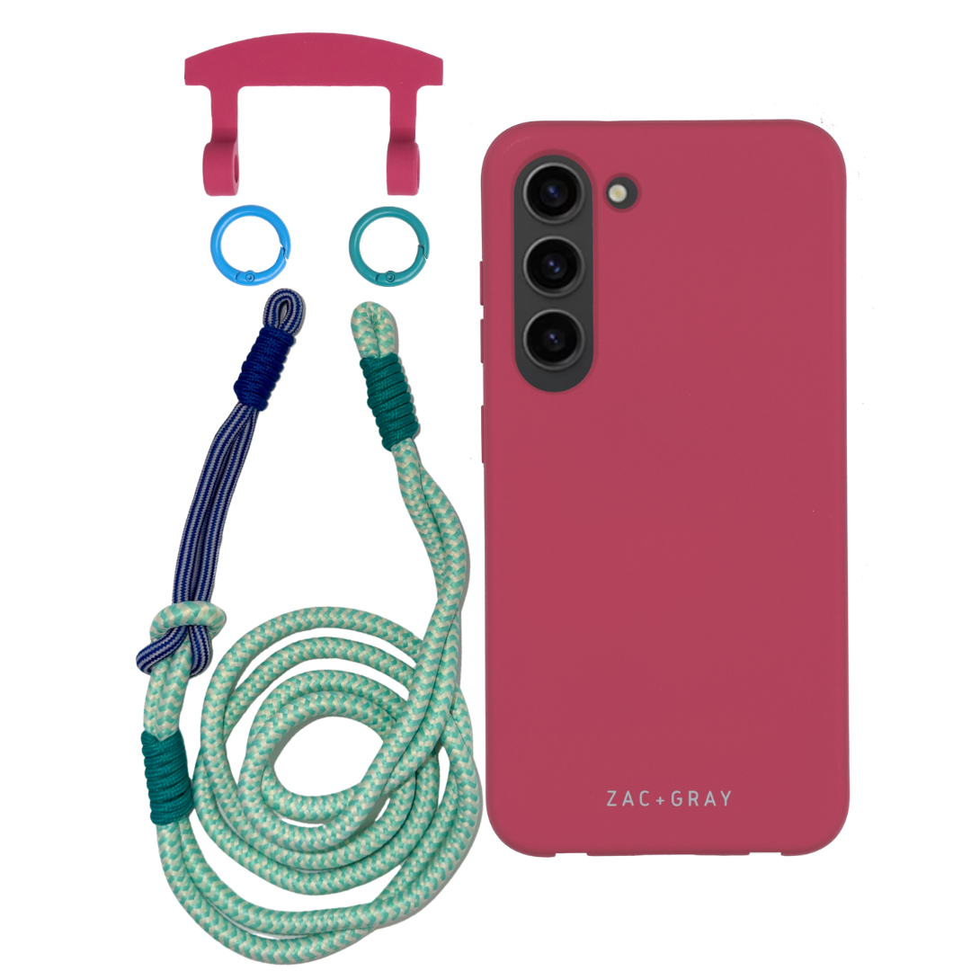 Samsung S23 Plus RASPBERRY RED CASE + KNOTTED CORD