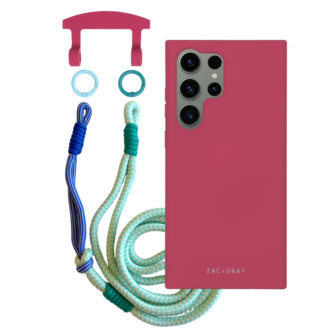 Samsung S25 Ultra RASPBERRY RED CASE + KNOTTED CORD