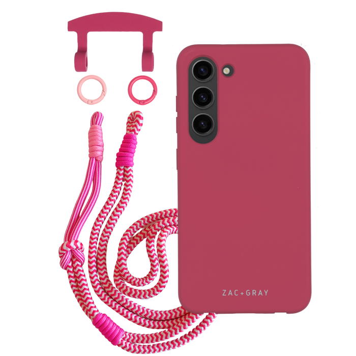 Samsung S26 RASPBERRY RED CASE + KNOTTED CORD