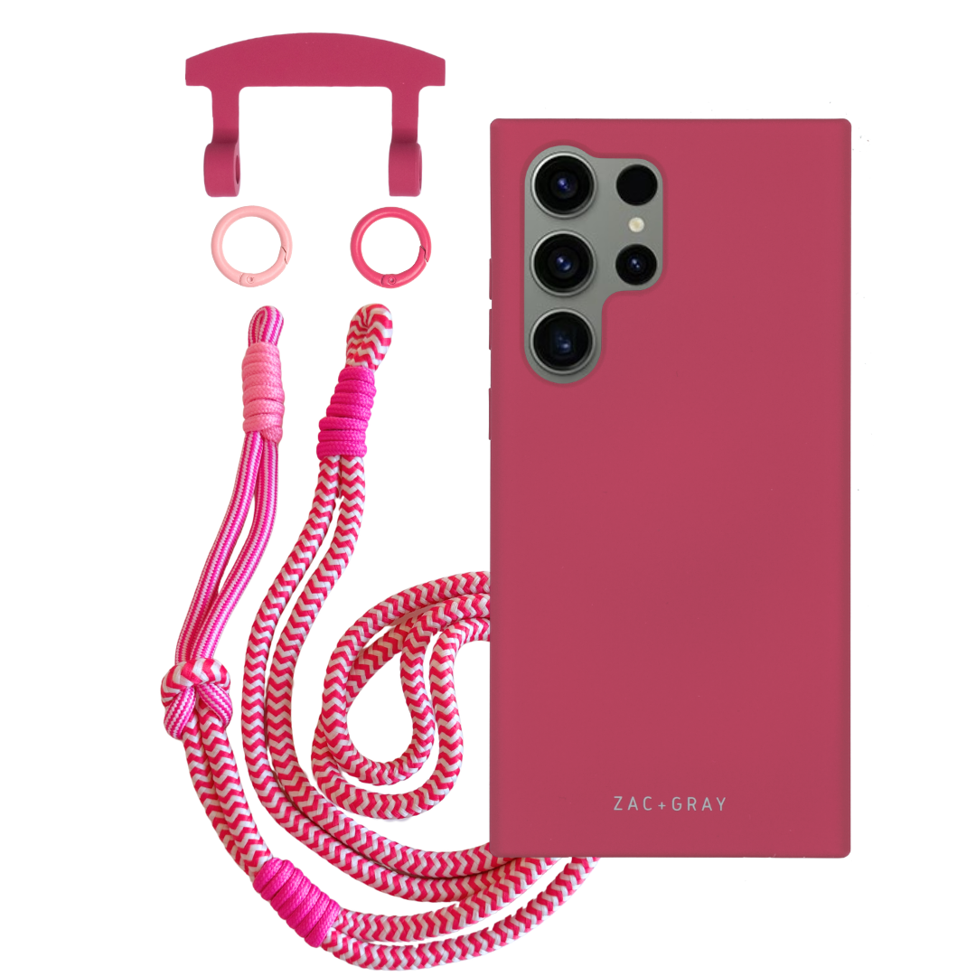 Samsung S25 Ultra RASPBERRY RED CASE + KNOTTED CORD