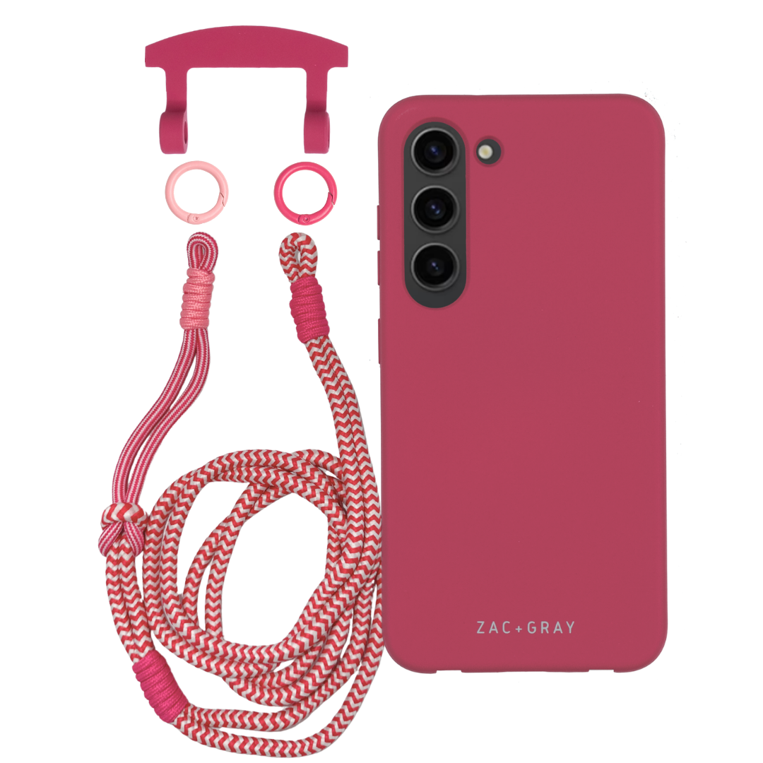 Samsung S23 Plus RASPBERRY RED CASE + KNOTTED CORD