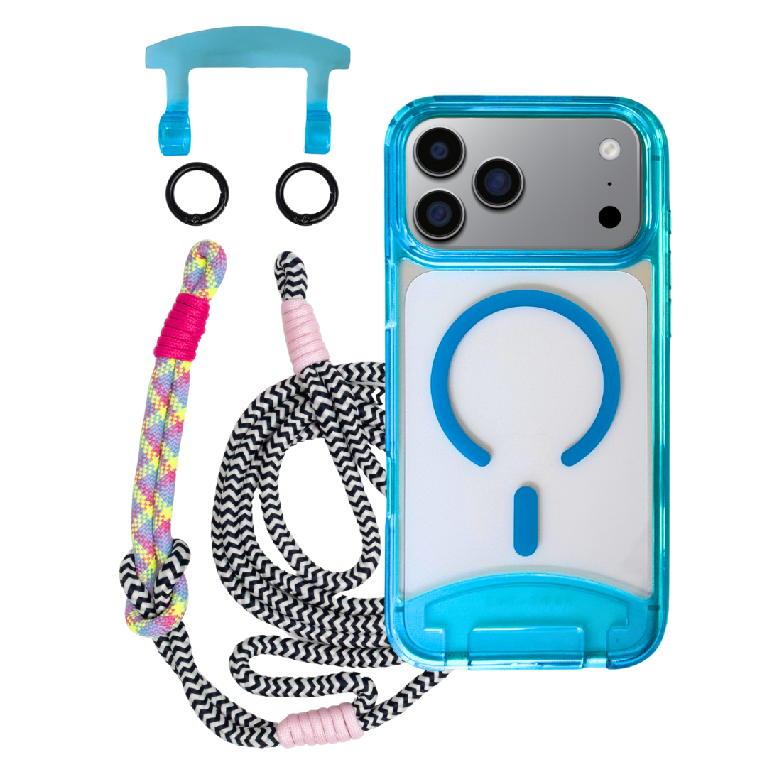 iPhone 17 Pro AQUAMARINE TRANSPARENT CASE + KNOTTED CORD