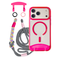 HOT PINK TRANSPARENT CASE + KNOTTED CORD
