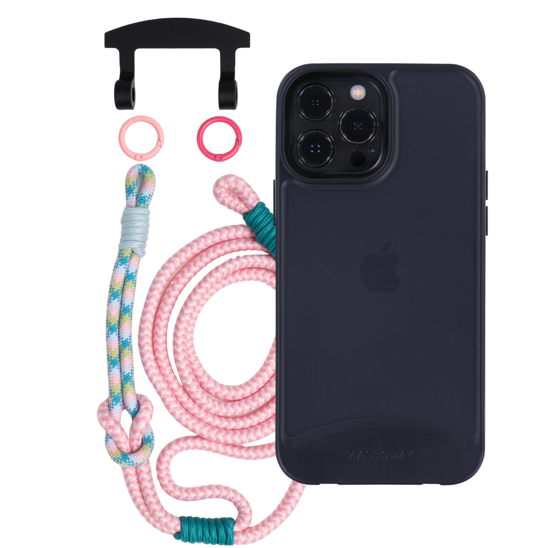 iPhone 12 Pro Max MIDNIGHT BLACK FROSTED CASE + KNOTTED CORD