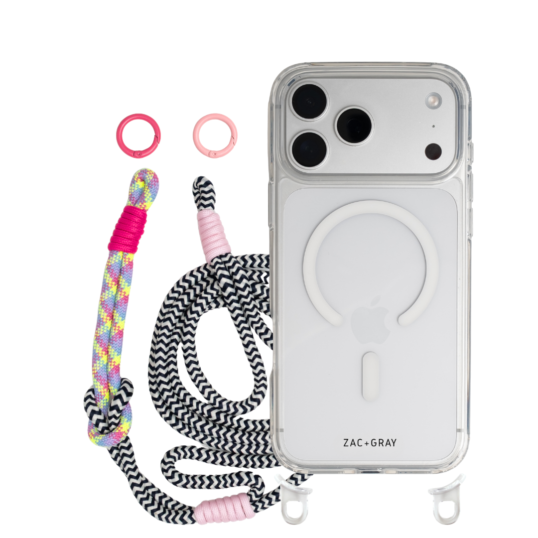 iPhone 17 CRYSTAL CLEAR TRANSPARENT CASE + KNOTTED CORD