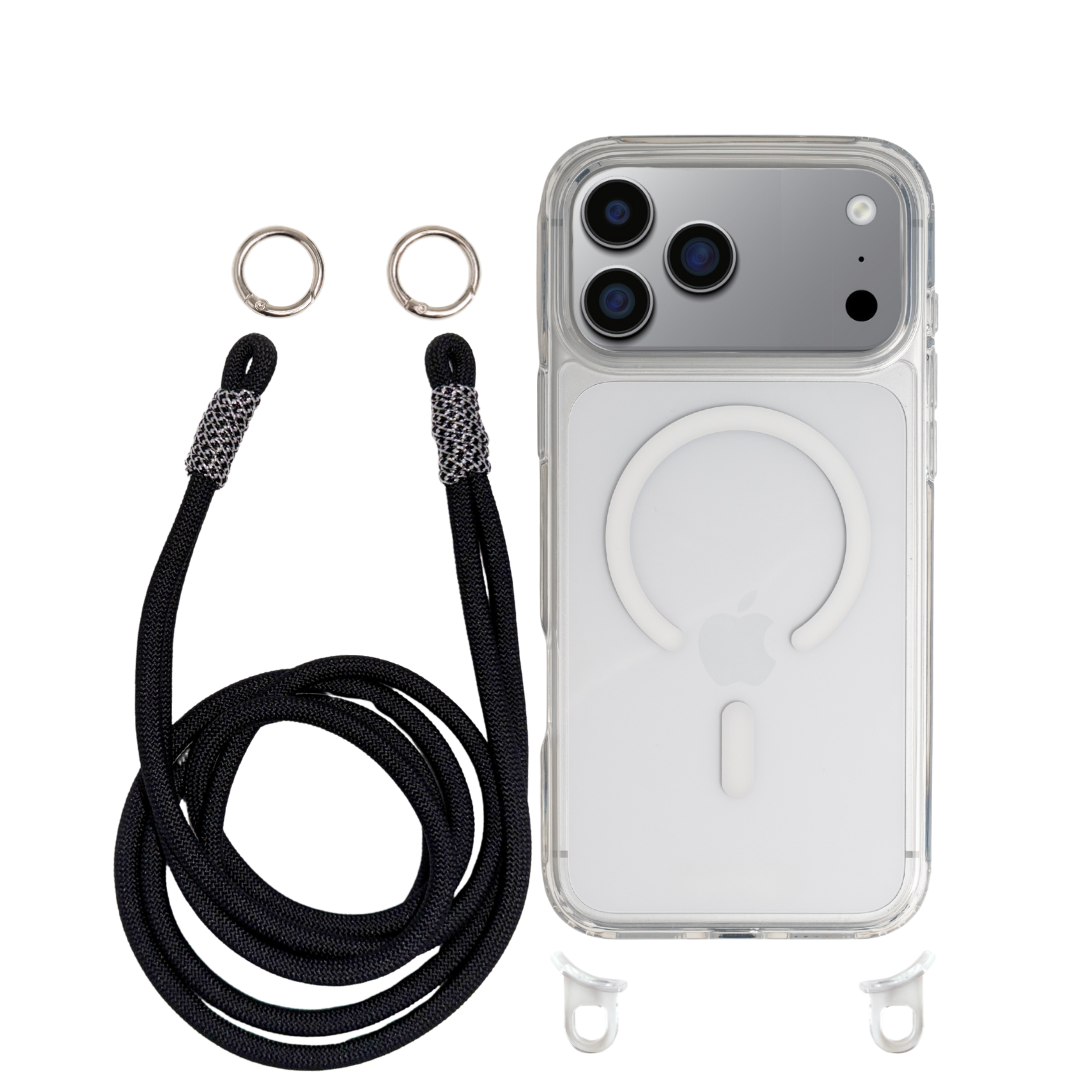 iPhone 17 Pro CRYSTAL CLEAR TRANSPARENT CASE + KNOTTED CORD