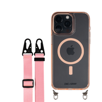 iPhone 16 Plus POWDER PINK TRANSPARENT CASE + STRAP