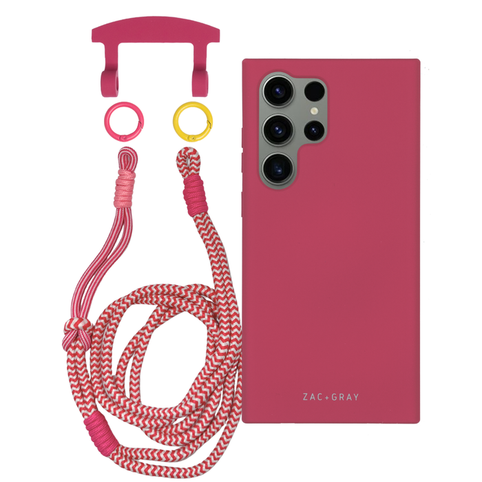 Samsung S23 Ultra RASPBERRY RED CASE + KNOTTED CORD