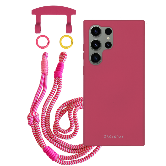 Samsung S25 Ultra RASPBERRY RED CASE + KNOTTED CORD