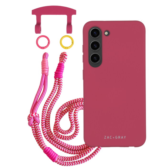 Samsung S26 RASPBERRY RED CASE + KNOTTED CORD