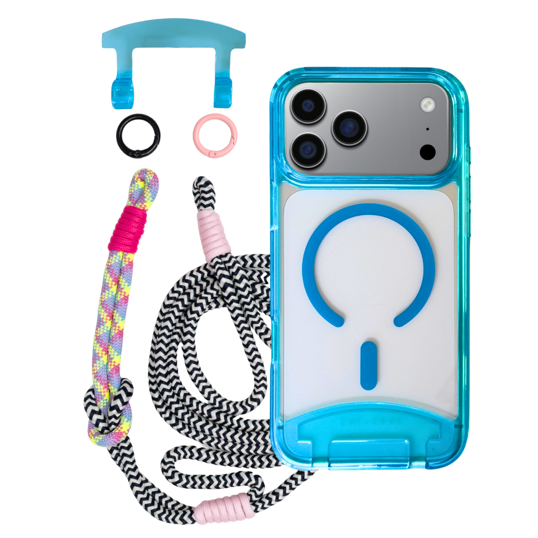 iPhone 17 Pro AQUAMARINE TRANSPARENT CASE + KNOTTED CORD