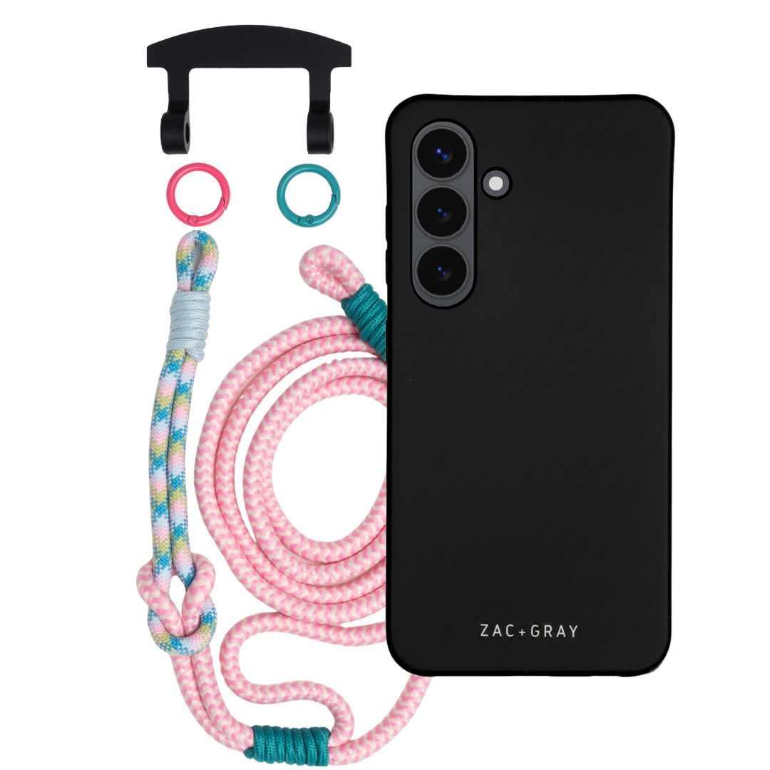 Samsung S23 Plus MIDNIGHT BLACK CASE + KNOTTED CORD