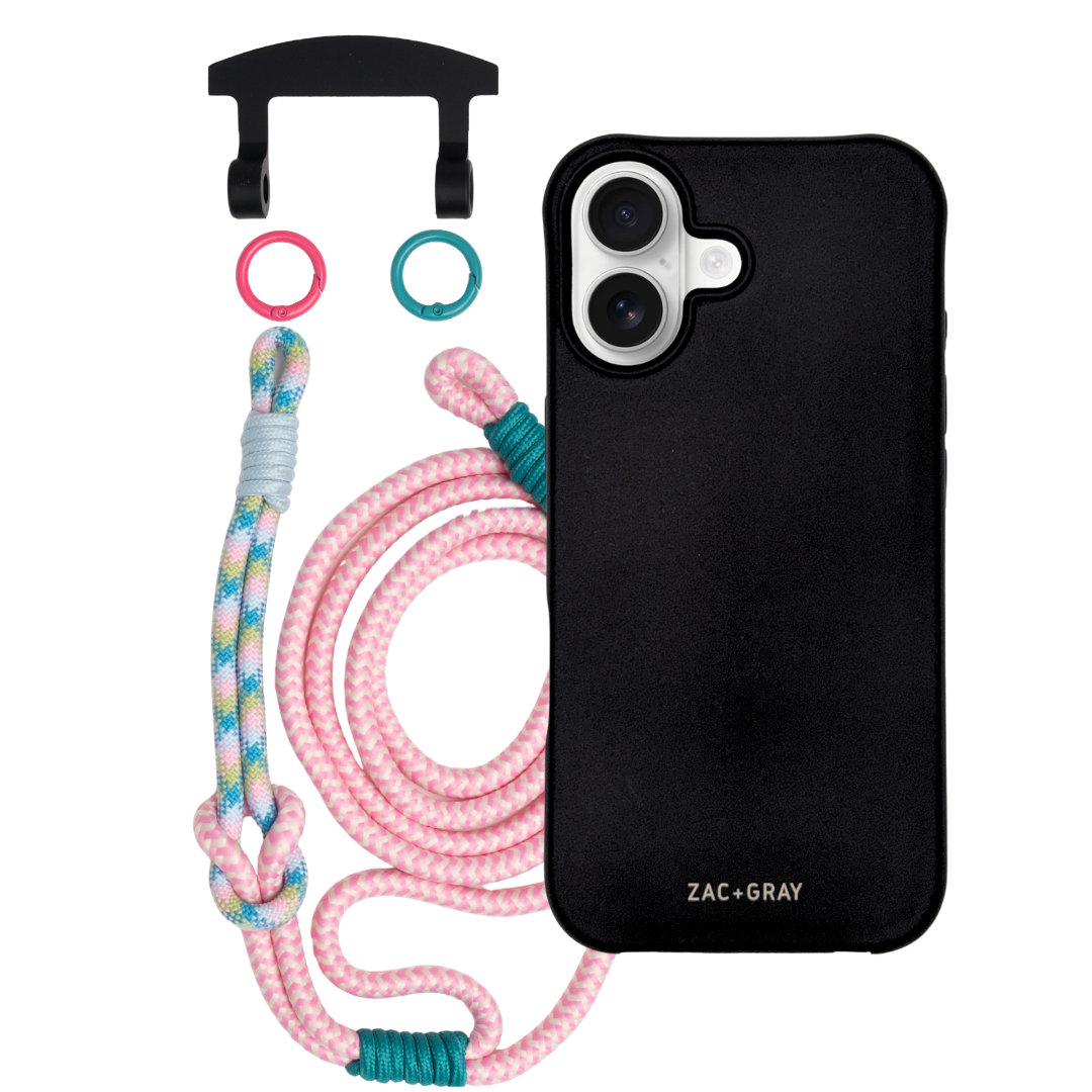 iPhone 17 MIDNIGHT BLACK CASE + KNOTTED CORD