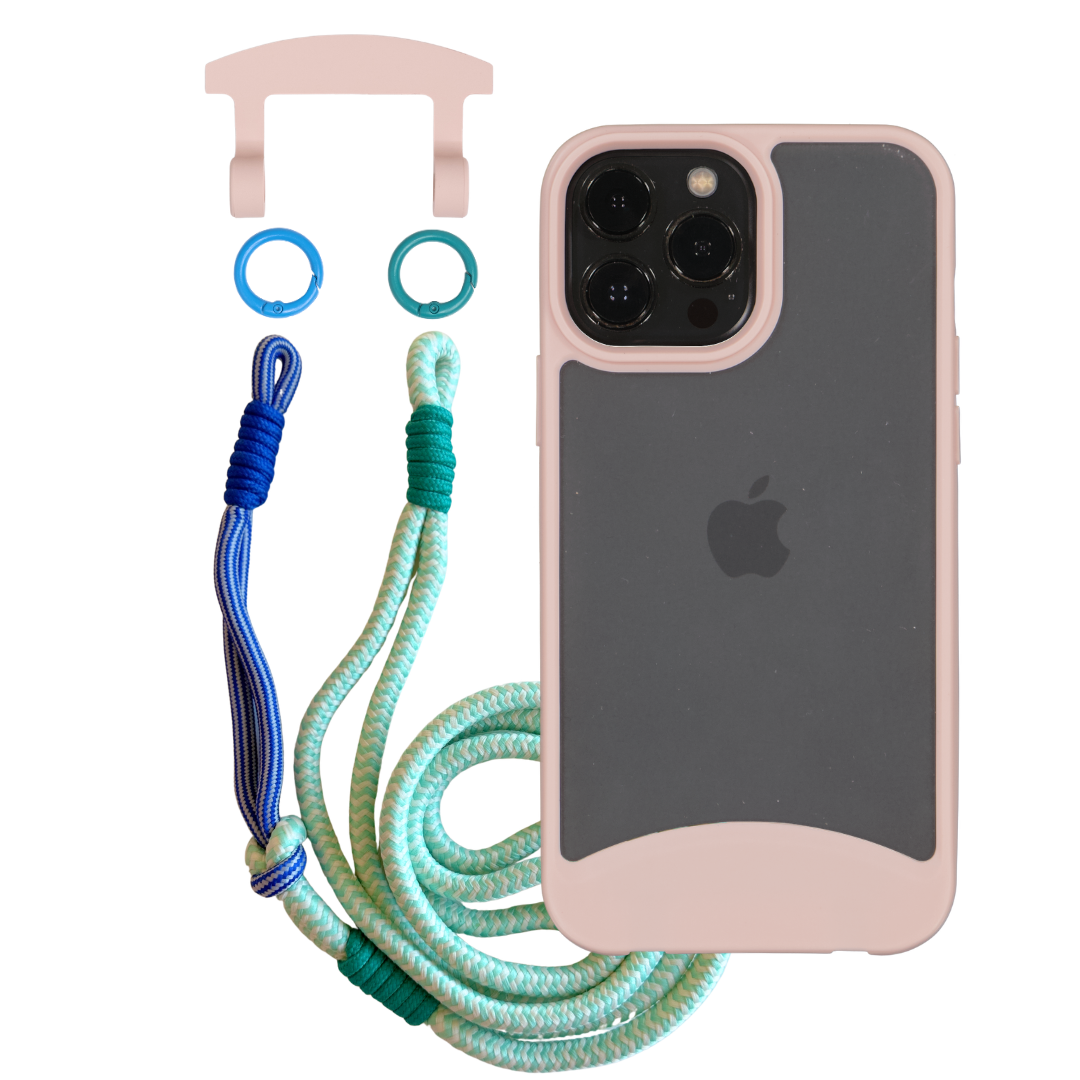 iPhone 12 and 12 Pro FROSTED ROSÉ PINK CASE + KNOTTED CORD
