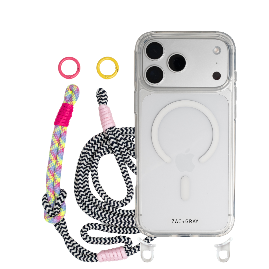 iPhone 17 CRYSTAL CLEAR TRANSPARENT CASE + KNOTTED CORD