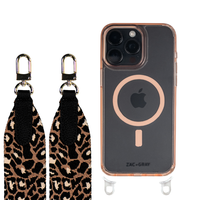 iPhone 16 Plus POWDER PINK TRANSPARENT CASE + PATTERNED STRAP