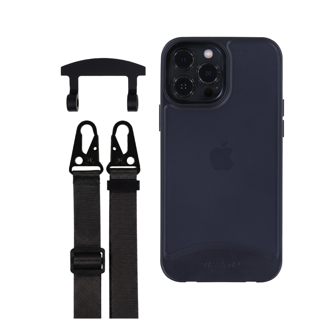 iPhone 12 Pro Max FROSTED MIDNIGHT BLACK CASE + STRAP