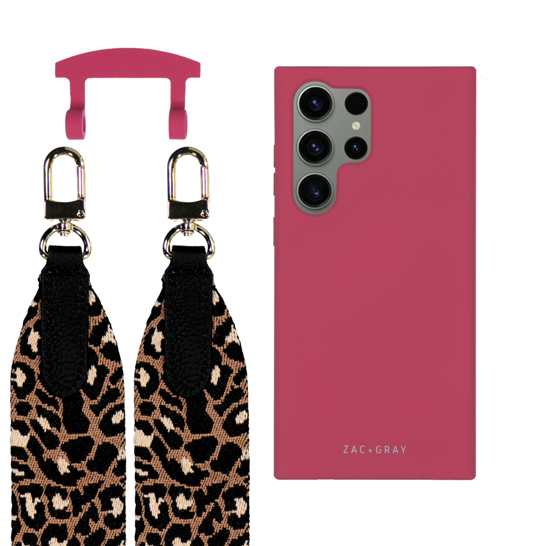 Samsung S25 Ultra RASPBERRY RED CASE + PATTERNED STRAP