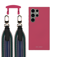 Samsung S25 Ultra RASPBERRY RED CASE + PATTERNED STRAP