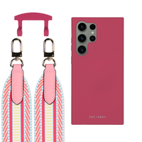 Samsung S25 Ultra RASPBERRY RED CASE + PATTERNED STRAP